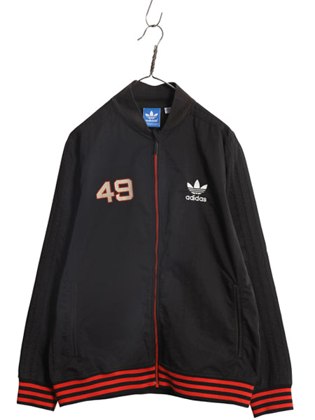 アディダス フルジップ ナイロン トラック ジャケット メンズ M / ウィンドブレーカー ブルゾン ジャンパー トレフォイル 3ライン ブラック