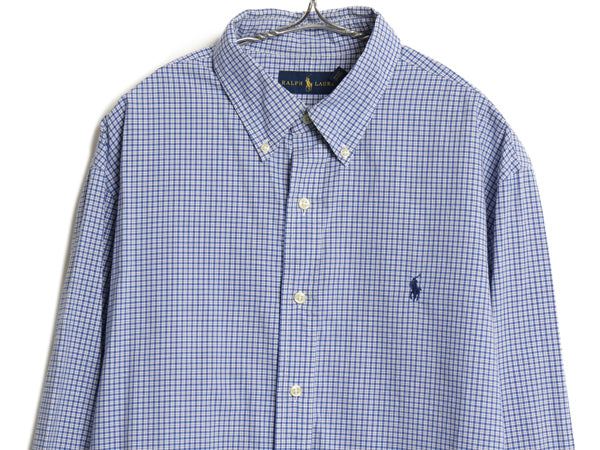 ラルフローレン チェック 長袖 ボタンダウン シャツ メンズ XL 古着 ポロ コットン ワイシャツ ワンポイント 薄手 カジュアル 大きいサイズ