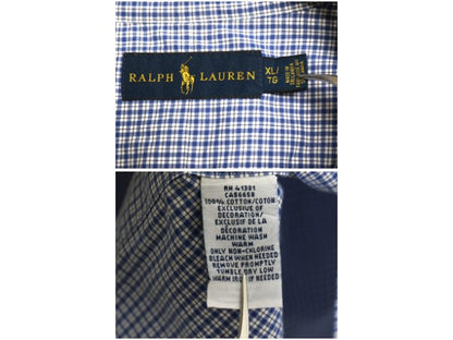 ラルフローレン チェック 長袖 ボタンダウン シャツ メンズ XL 古着 ポロ コットン ワイシャツ ワンポイント 薄手 カジュアル 大きいサイズ