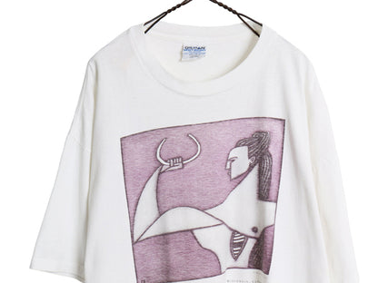 90s ★ ロクサーナ ビカドロフ アート プリント Tシャツ メンズ XXL 古着 オールド 芸術 絵画 グラフィック イラスト 大きいサイズ 2XL 白