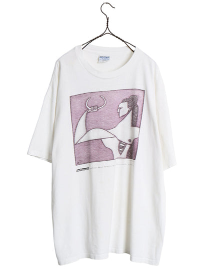 90s ★ ロクサーナ ビカドロフ アート プリント Tシャツ メンズ XXL 古着 オールド 芸術 絵画 グラフィック イラスト 大きいサイズ 2XL 白