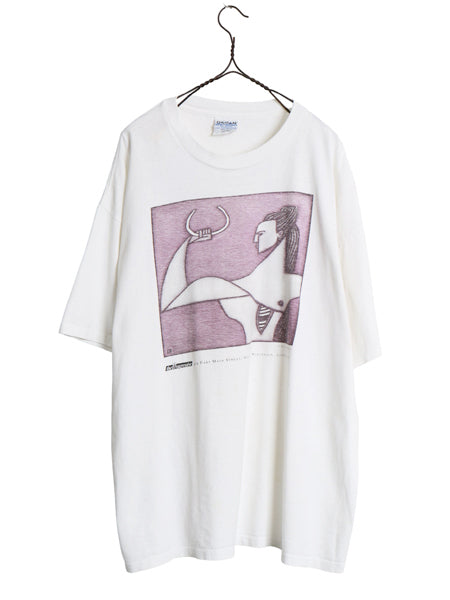 90s ★ ロクサーナ ビカドロフ アート プリント Tシャツ メンズ XXL 古着 オールド 芸術 絵画 グラフィック イラスト 大きいサイズ 2XL 白