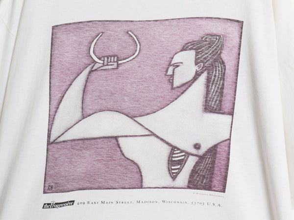 90s ★ ロクサーナ ビカドロフ アート プリント Tシャツ メンズ XXL 古着 オールド 芸術 絵画 グラフィック イラスト 大きいサイズ 2XL 白