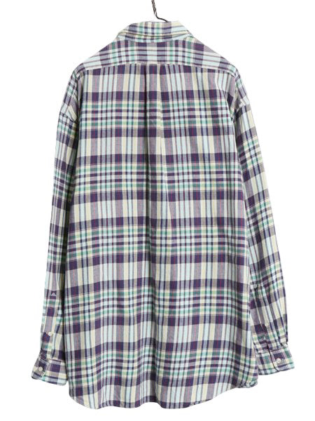 90s ラルフローレン チェック 長袖 ボタンダウン フランネル シャツ メンズ XL オールド ポロ BLAKE コットン ワンポイント 大きいサイズ