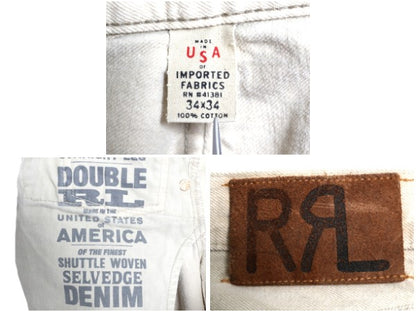 ダブルアールエル ラルフローレン セルビッチ カラー デニム パンツ メンズ 34 34 USA製 ヴィンテージ 加工 ヒゲ ストレート ジーンズ 赤耳