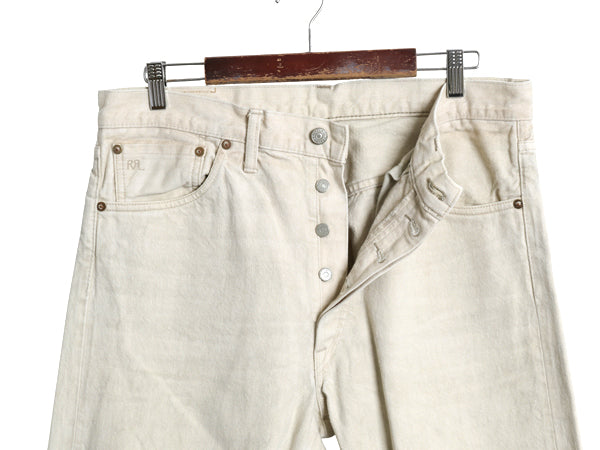 ダブルアールエル ラルフローレン セルビッチ カラー デニム パンツ メンズ 34 34 USA製 ヴィンテージ 加工 ヒゲ ストレート ジーンズ 赤耳