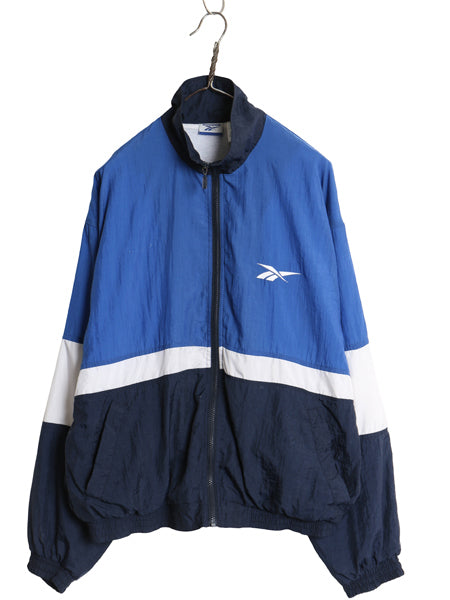 90s リーボック フルジップ ナイロン トラック ジャケット メンズ M 古着 オールド ウインドブレーカー ジャンパー ブルゾン ライナー付き