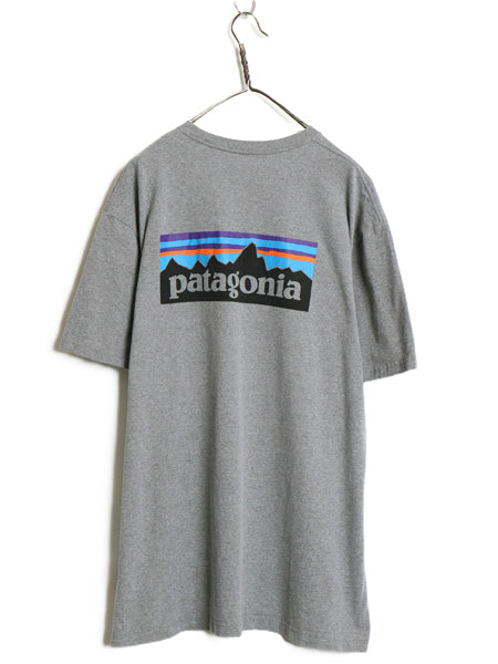 パタゴニア 両面 プリント 半袖 Tシャツ メンズ XXL / 18年製 アウトドア P6 ボックスロゴ バックプリント シンプル 大きいサイズ グレー