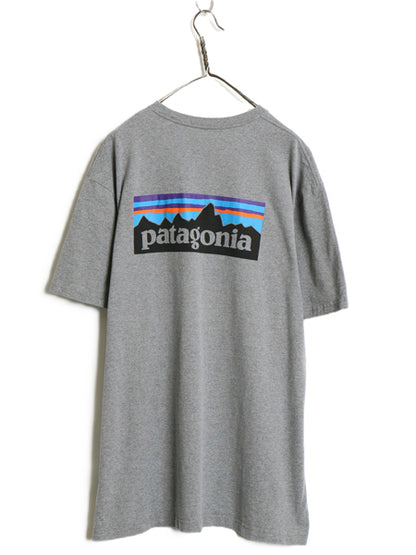 パタゴニア 両面 プリント 半袖 Tシャツ メンズ XXL / 18年製 アウトドア P6 ボックスロゴ バックプリント シンプル 大きいサイズ グレー