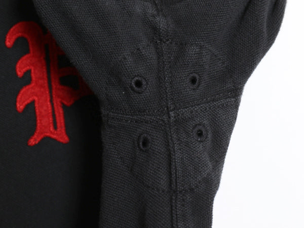ポロ ラルフローレン 鹿の子 半袖 ポロシャツ メンズ Ｓ / CUSTOM FIT ワンポイント Pロゴ ワッペン 刺繍 ラガーシャツ ラグビー 細身 黒