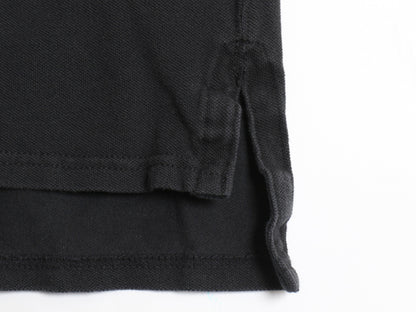 ポロ ラルフローレン 鹿の子 半袖 ポロシャツ メンズ Ｓ / CUSTOM FIT ワンポイント Pロゴ ワッペン 刺繍 ラガーシャツ ラグビー 細身 黒