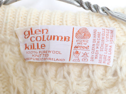 80s アイルランド製 Glen Columb Kille フィッシャーマン ニット セーター メンズ M レディース L 程 ヴィンテージ ウール アラン ケーブル