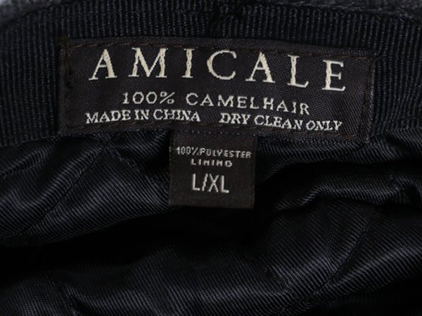 デッドストック キャメルヘア ハンチング キャップ メンズ レディース L / XL 帽子 無地 シンプル 中綿 ライナー付き 大きいサイズ Amicale