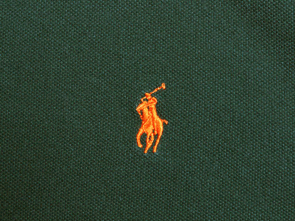 00s ポロ ラルフローレン 鹿の子 長袖 ポロシャツ メンズ XL 古着 オールド 長袖シャツ コットン カットソー ワンポイント 大きいサイズ 緑