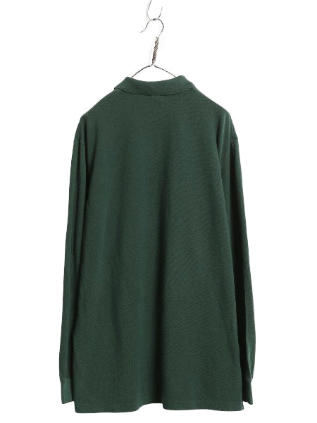 00s ポロ ラルフローレン 鹿の子 長袖 ポロシャツ メンズ XL 古着 オールド 長袖シャツ コットン カットソー ワンポイント 大きいサイズ 緑