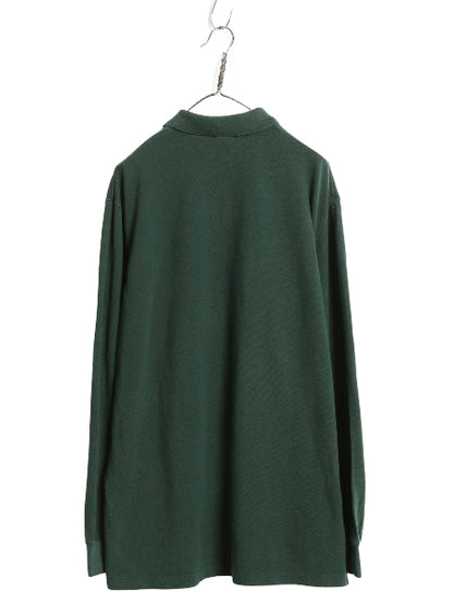 00s ポロ ラルフローレン 鹿の子 長袖 ポロシャツ メンズ XL 古着 オールド 長袖シャツ コットン カットソー ワンポイント 大きいサイズ 緑
