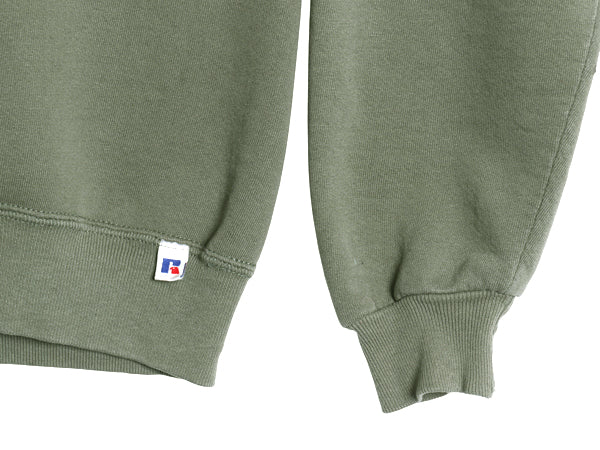 90s USA製 ラッセル 無地 スウェット メンズ レディース М / オールド トレーナー 前V 裏起毛 ワンポイント ブランク シンプル グリーン