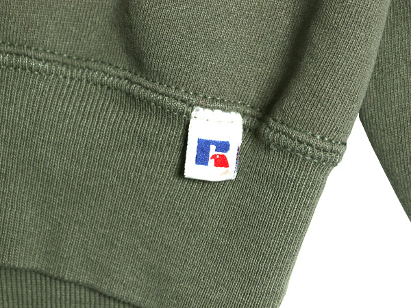 90s USA製 ラッセル 無地 スウェット メンズ レディース М / オールド トレーナー 前V 裏起毛 ワンポイント ブランク シンプル グリーン