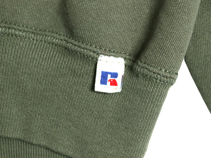 90s USA製 ラッセル 無地 スウェット メンズ レディース М / オールド トレーナー 前V 裏起毛 ワンポイント ブランク シンプル グリーン