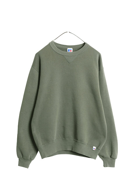 90s USA製 ラッセル 無地 スウェット メンズ レディース М / オールド トレーナー 前V 裏起毛 ワンポイント ブランク シンプル グリーン
