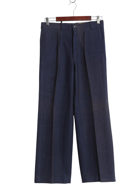 デッドストック 30s ★ コットン ウール スラックス パンツ 実寸 30 30 程/ ヴィンテージ ストレート ボタンフライ ヘリンボーン ワーク 紺