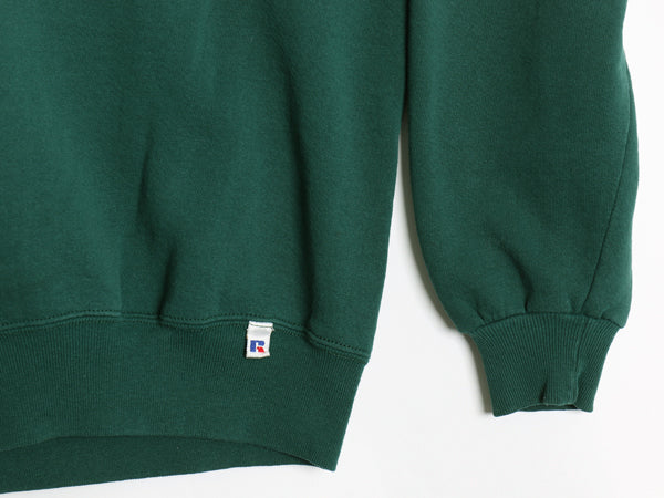 90s USA製 ラッセル 無地 スウェット メンズ レディース XXL 古着 オールド トレーナー 前V 裏起毛 ワンポイント 大きいサイズ ブランク 緑