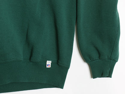 90s USA製 ラッセル 無地 スウェット メンズ レディース XXL 古着 オールド トレーナー 前V 裏起毛 ワンポイント 大きいサイズ ブランク 緑