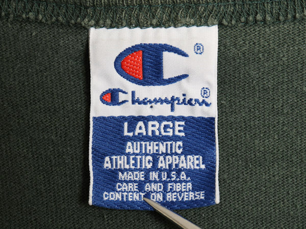 90s USA製 チャンピオン カレッジ プリント 長袖 Tシャツ メンズ L / オールド ヘビーウェイト コットン ロンT DARTMOUTH 目付き グリーン