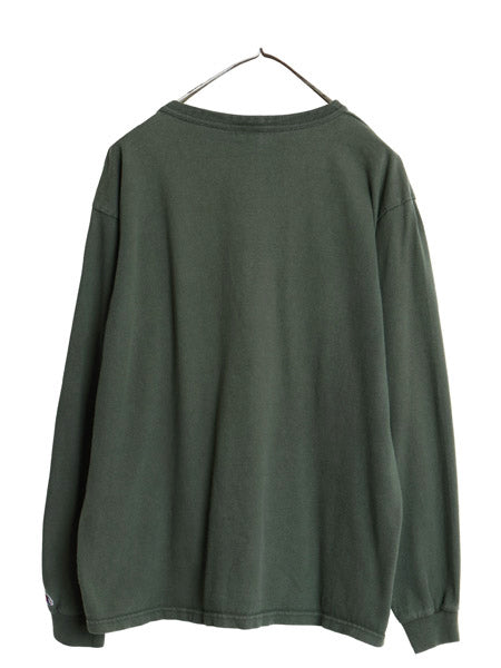 90s USA製 チャンピオン カレッジ プリント 長袖 Tシャツ メンズ L / オールド ヘビーウェイト コットン ロンT DARTMOUTH 目付き グリーン