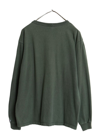 90s USA製 チャンピオン カレッジ プリント 長袖 Tシャツ メンズ L / オールド ヘビーウェイト コットン ロンT DARTMOUTH 目付き グリーン