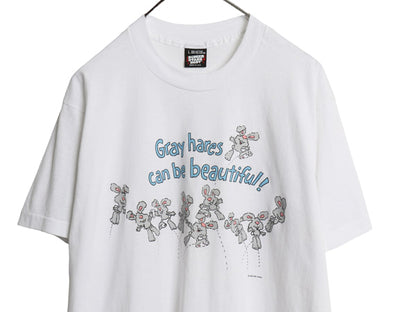 90s USA製 ウサギ イラスト プリント Tシャツ メンズ レディース L / オールド アート グラフィック アニマル シングルステッチ カットソー