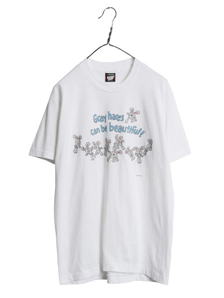 90s USA製 ウサギ イラスト プリント Tシャツ メンズ レディース L / オールド アート グラフィック アニマル シングルステッチ カットソー