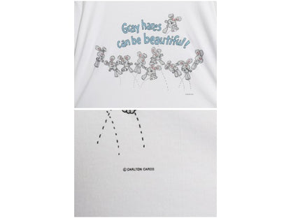 90s USA製 ウサギ イラスト プリント Tシャツ メンズ レディース L / オールド アート グラフィック アニマル シングルステッチ カットソー