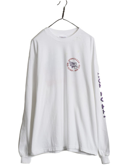 90s ★ バドワイザー カエル イラスト プリント 長袖 Tシャツ メンズ XXL オールド オフィシャル ビール 企業物 当時物 アニマル ロンT 白
