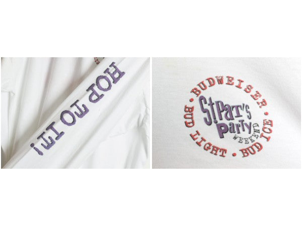 90s ★ バドワイザー カエル イラスト プリント 長袖 Tシャツ メンズ XXL オールド オフィシャル ビール 企業物 当時物 アニマル ロンT 白