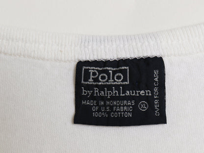 00s ポロ ラルフローレン 半袖 Tシャツ メンズ XL / オールド ヴィンテージ モデル ワンポイント シングルステッチ 大きいサイズ ホワイト