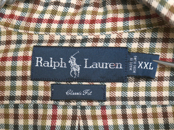 00s ラルフローレン 長袖 ボタンダウン フランネル シャツ メンズ XXL / オールド ポロ CLASSIC FIT ネルシャツ チェック 大きいサイズ BD