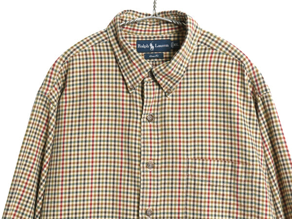 00s ラルフローレン 長袖 ボタンダウン フランネル シャツ メンズ XXL / オールド ポロ CLASSIC FIT ネルシャツ チェック 大きいサイズ BD