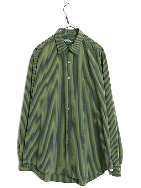90s ポロ ラルフローレン ストライプ 長袖 シャツ メンズ XL オールド ポロ コットン 長袖シャツ ワンポイント カジュアル  大きいサイズ