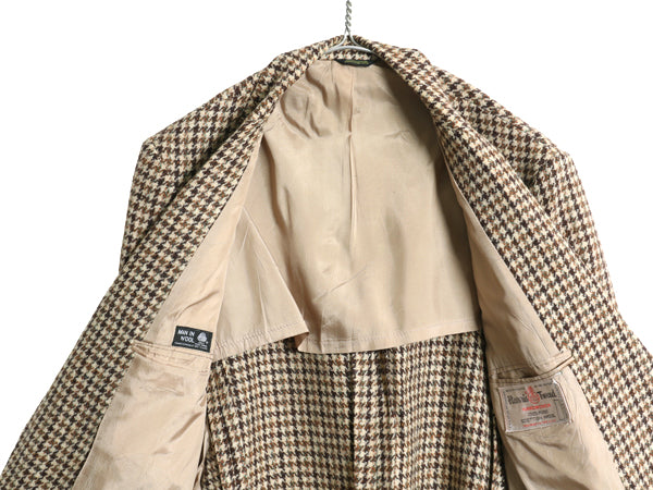80s USA製 ハリスツイード テーラード ジャケット メンズ L 程/ ヴィンテージ ブレザー ウール ツイード 千鳥格子 チェック マルチカラー