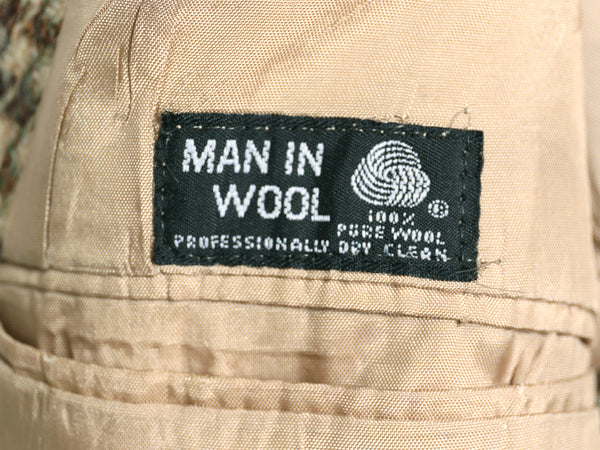 80s USA製 ハリスツイード テーラード ジャケット メンズ L 程/ ヴィンテージ ブレザー ウール ツイード 千鳥格子 チェック マルチカラー