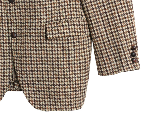 80s USA製 ハリスツイード テーラード ジャケット メンズ L 程/ ヴィンテージ ブレザー ウール ツイード 千鳥格子 チェック マルチカラー