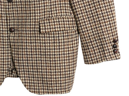 80s USA製 ハリスツイード テーラード ジャケット メンズ L 程/ ヴィンテージ ブレザー ウール ツイード 千鳥格子 チェック マルチカラー