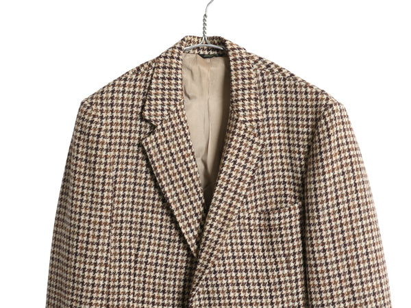 80s USA製 ハリスツイード テーラード ジャケット メンズ L 程/ ヴィンテージ ブレザー ウール ツイード 千鳥格子 チェック マルチカラー