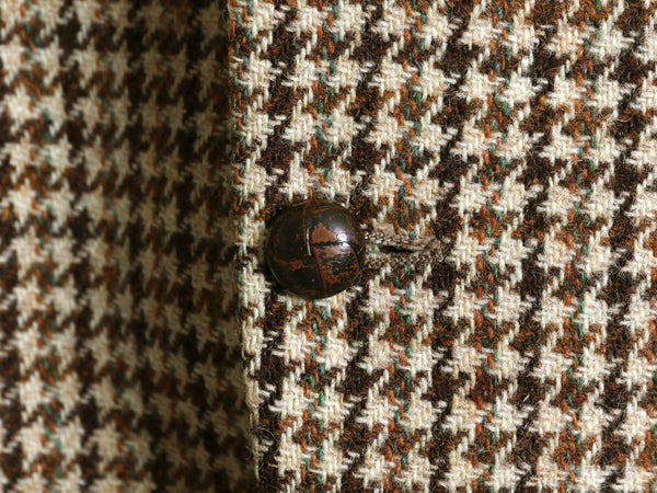 80s USA製 ハリスツイード テーラード ジャケット メンズ L 程/ ヴィンテージ ブレザー ウール ツイード 千鳥格子 チェック マルチカラー