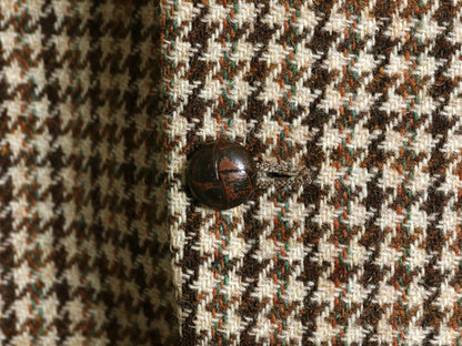 80s USA製 ハリスツイード テーラード ジャケット メンズ L 程/ ヴィンテージ ブレザー ウール ツイード 千鳥格子 チェック マルチカラー