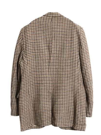 80s USA製 ハリスツイード テーラード ジャケット メンズ L 程/ ヴィンテージ ブレザー ウール ツイード 千鳥格子 チェック マルチカラー