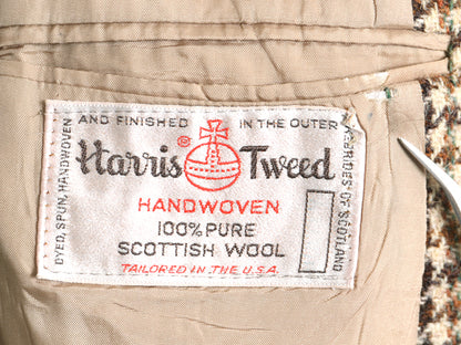 80s USA製 ハリスツイード テーラード ジャケット メンズ L 程/ ヴィンテージ ブレザー ウール ツイード 千鳥格子 チェック マルチカラー