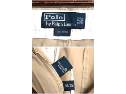 90s ポロ ラルフローレン コットン チノ パンツ 36 30.5 / オールド スラックス チノパン ストレート ノータック アーミー タイプ ベージュ