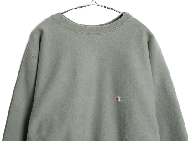 80s USA製 ★ チャンピオン リバースウィーブ スウェット メンズ XL ヴィンテージ 裏起毛 トレーナー 目付き ワンポイント 大きいサイズ 緑